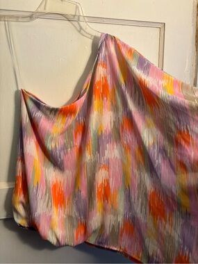 Caramel Multi-Color One-Shoulder Blouse - Pink, Orange, Purple
